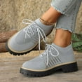 thumbnail image 4 of Rokment Womens Mesh Slip on Socks Oxfords Breathable Fashionable Platform Chunky Lug Sole Mid Heel High Top Fashion Sneakers Walking Dress Shoes A Size 6, 4 of 9