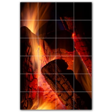 Picture-Tiles.com: Fire Ceramic Tile Wall Mural WAL500600-46L. 32"W x 48"H using (24) 8" x 8" Ceramic Tiles-Satin Finish