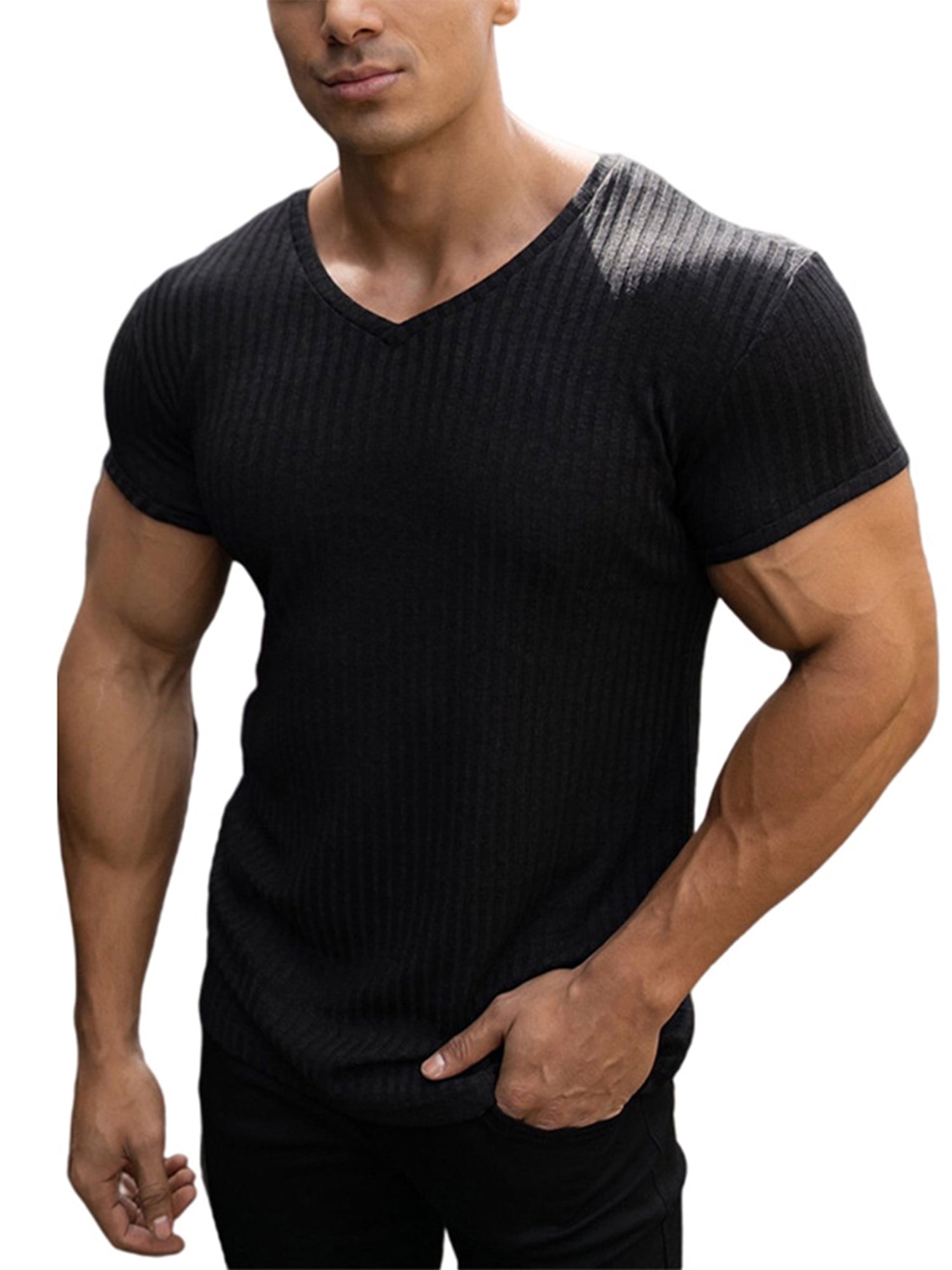 UKAP Summer Stretchy Pullover Top for Men Slim Fit Breathable T-Shirts ...