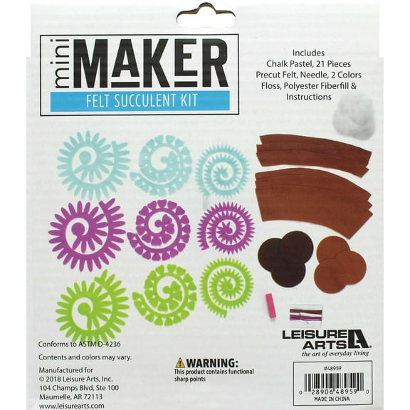 Leisure Arts Mini Maker Felt Succulent Green Kit