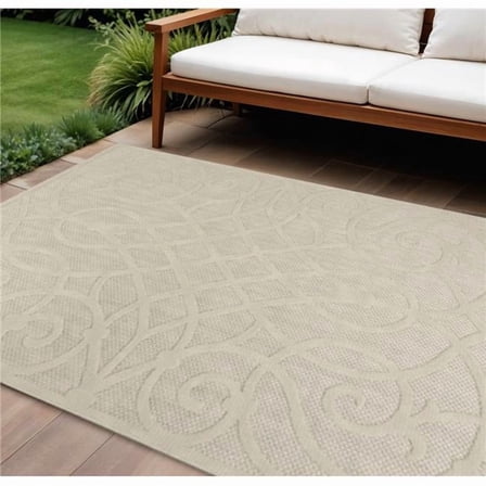 HomeRoots 550464 6 x 9 ft. Cream & Beige Trellis Indoor & Outdoor Rectangle Area Rug