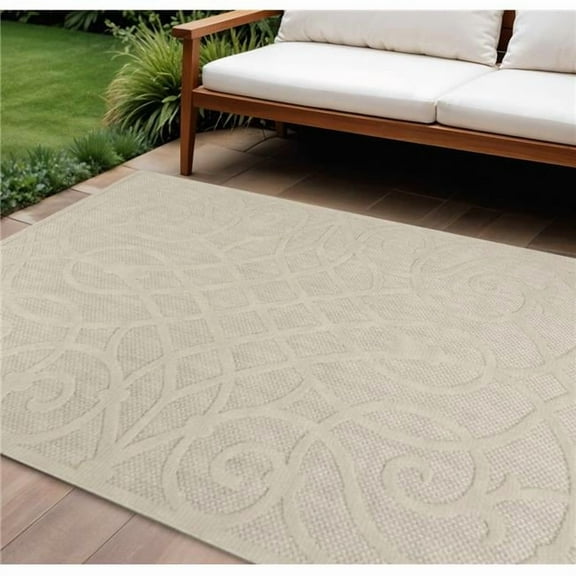 HomeRoots 550464 6 x 9 ft. Cream & Beige Trellis Indoor & Outdoor Rectangle Area Rug