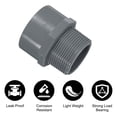 thumbnail image 3 of Uxcell 6Pcs Unión de Accesorios de Tubo Adaptador Macho de 1.5" Conector de Rosca para Drenaje de Fregadero, Gris, 3 of 6
