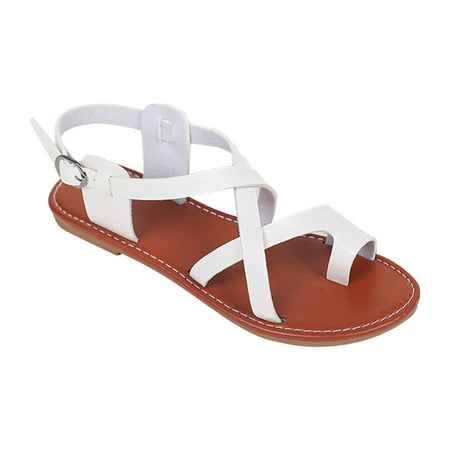 

Kukoosong Flip Flops for Women New Summer Flat Shoes Casual Pullover Toe Womens Sandals Beach Shoes Flat Sandals for Women White 40