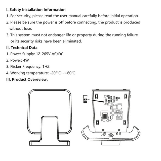 Light LED Flashing Warning Light Alarm Lamp for Garage Door Outdoor Wall Mounted LED Signal Alarm Light