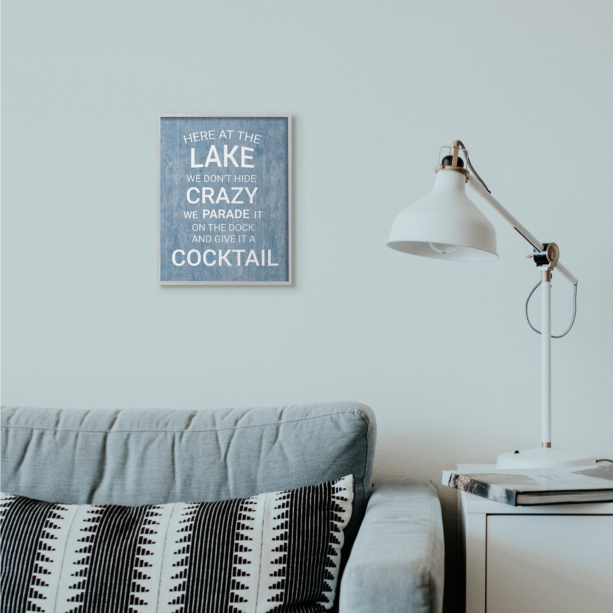 Stupell Industries Parade Crazy Funny Lake Party Blue Wood Texture Word Design Graphic Art Gray Framed Art Print Wall Art, 11x14, by Susan Ball