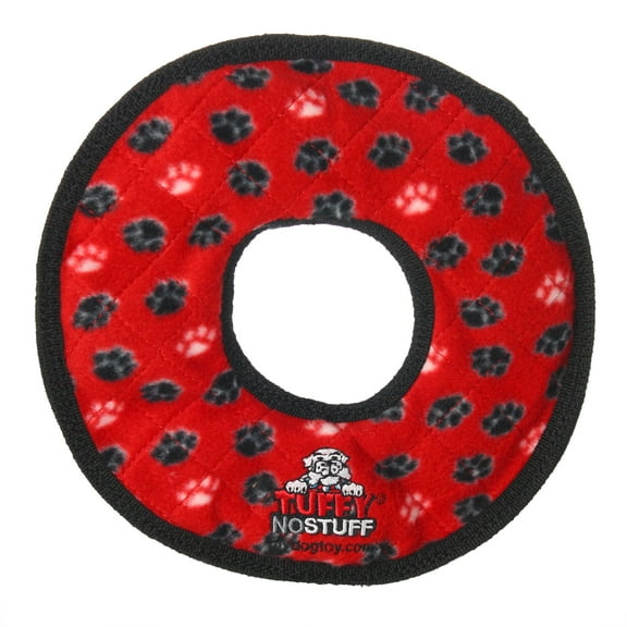 Tuffy No Stuff Ultimate Ring Red Paw Durable Squeaky Dog Toy
