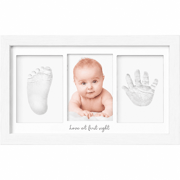Baby Hand and Footprint Kit - Clay Handprint Keepsake Frame, Newborn Nursery Picture Frame, Personalized New Mom Gifts for Baby Shower & Registry