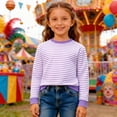 thumbnail image 5 of WOYY Boys Striped Sweatshirt Casual Crew Neck Pullover Unisex Kids Soft Top, Sizes 3-14, 5 of 5