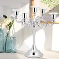 thumbnail image 3 of Candelabro Vintage de 5 brazos, candelabro artesanal de Metal, soporte para decoración del hogar, fiesta de boda, plata, 3 of 14