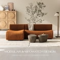 thumbnail image 4 of Vorthio 3-Seater Modular Sectional Sofa, Sherpa Fabric Boneless Sofas with High-Density Foam Strong Support for Living Room – No Assembly,Brown, 4 of 8