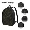 thumbnail image 4 of Black Gold Plaid Backpack Lunch Bag Pencil Case 3 Pcs Set with Mesh Pocket, 4 of 5