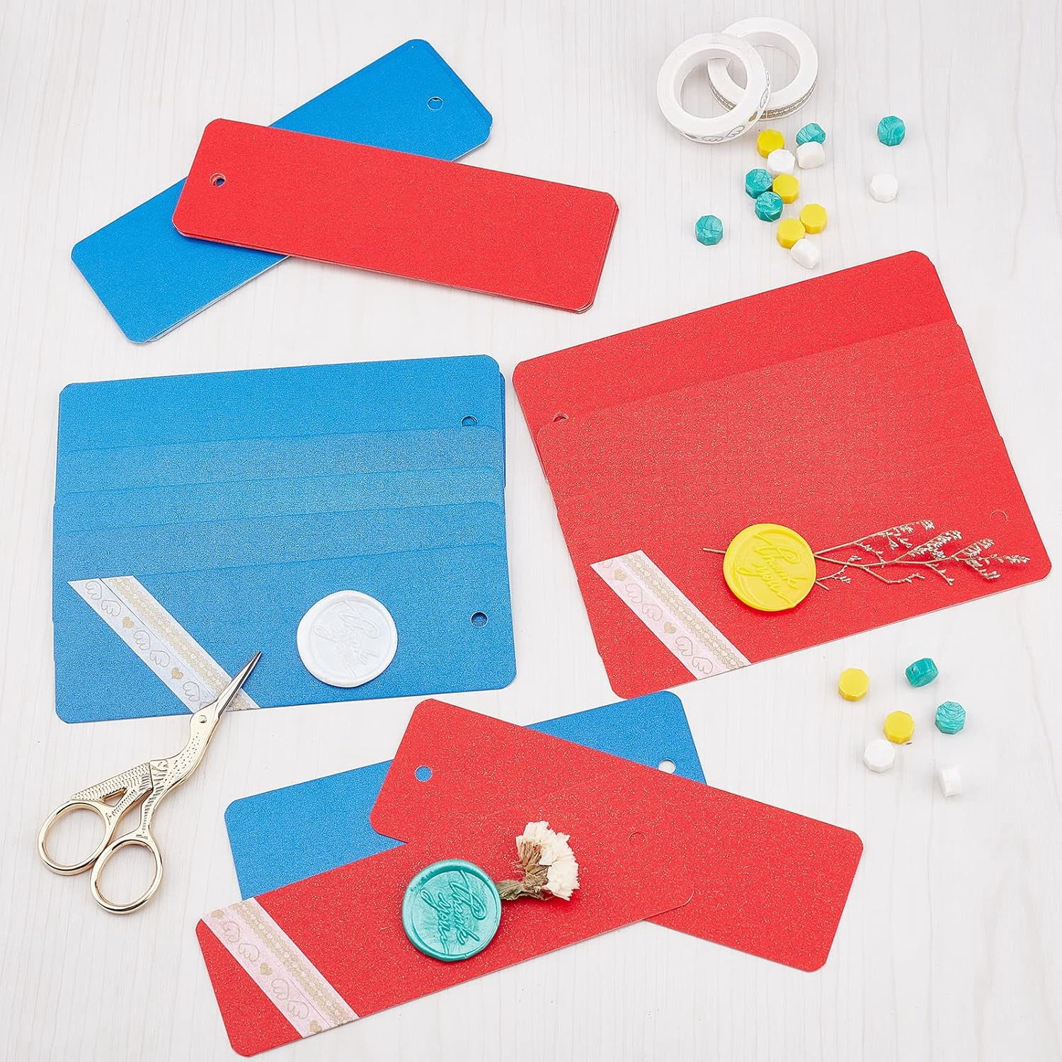 1 Set Wax Seal Kit Sealing Wax Furnace with 1pc Wax Spoon 210pcs Wax Seal Beads Thank You Wax Seal Stamp Adhesive Tapes & 50pcs Blank Kraft Paper Card Scissors Candle for Wedding Invitations
