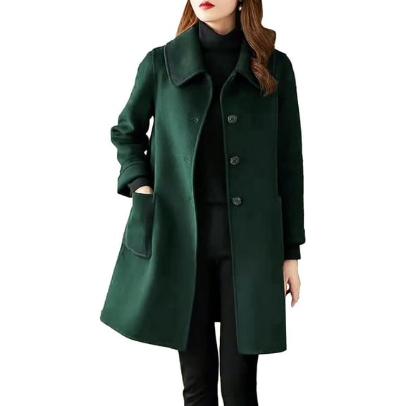Women's Coat Casual Design Sense Stand Solid Color Coat Wool Blend Overcoat for Women