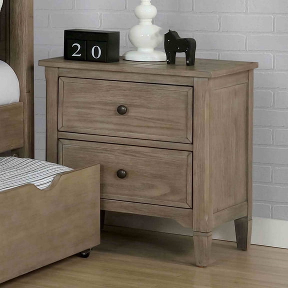 Cterwk 2 Drawers Nightstand with Handle, Wood Bedside Table for Living Room, Bedroom, Gray