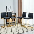 thumbnail image 7 of Lecut Modern Counter Height Bar Stools Set of 6, Leather Upholstered Bar Stools with Back and Gold Metal Frame,Bar Stools for Kitchen Island,Pub,Bar,(Black+Gold), 7 of 7