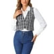 thumbnail image 1 of CHALECO Vintage a Cuadros INSPIRE CHIC para Mujer, Cuello en V, de Un Solo Botón, Sin Mangas, Espalda Racer, Talla XS, Negro y Blanco, 1 of 6