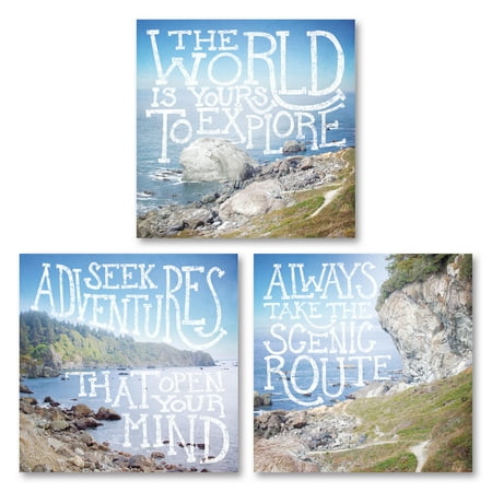 Gango Home Decor Casual Coastal Adventures II, Coastal Adventures III, & Coastal Adventures IV by Laura Marshall (Printed on Paper); Three 12x12in Unframed Paper Posters
