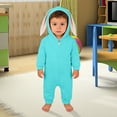 thumbnail image 5 of UACY Baby Cute Bunny Ear Onesie Jumpsuit Fuzzy Warm Fleece Sherpa Bed Romper Animal Zip up Furry Warm Fall Winter Outfit (Sky Blue, 3-6 Months), 5 of 5
