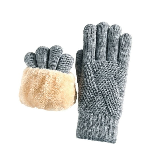 Warm Double Layer Gloves Women Winter touch screens Warm Knit Glove