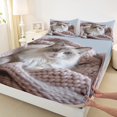 thumbnail image 3 of Feelyou 3D Kawaii Cat Twin Sheet Sets for Kids, Cute Kitten Lover Twin Fitted Sheet, Animal Theme Flat Sheet, Lightweight Room Decor, 3 Pieces, 3 of 7