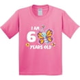 thumbnail image 3 of Inktastic I Am 6 Years Old Cute Smiling Butterfly with Flowers Youth T-Shirt, 3 of 5
