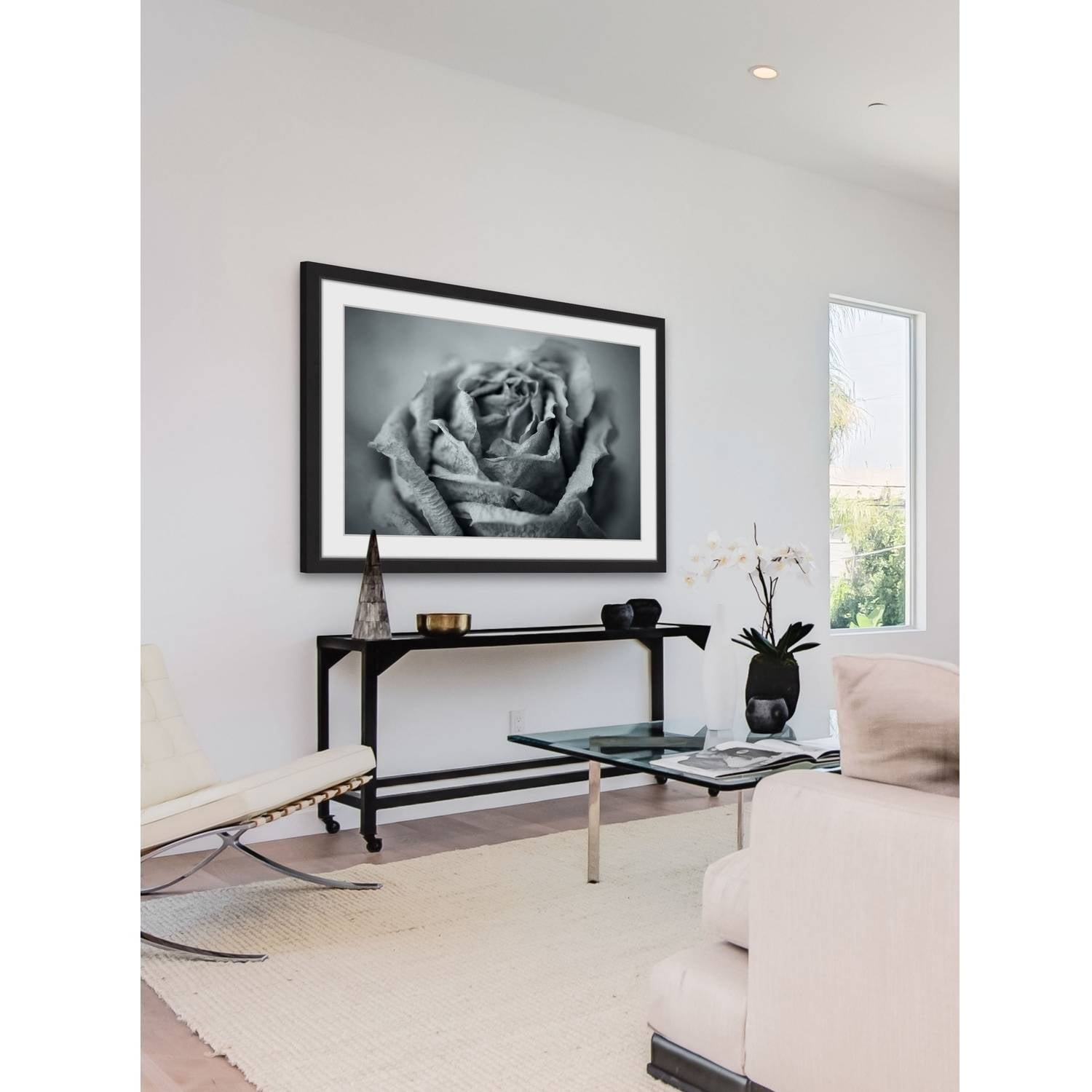 "Classic Rose in Grey" Framed Painting Print