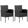 thumbnail image 1 of vidaXL Garden Chairs with Black Cushions 2 pcs Black Poly Rattan, 1 of 5