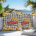 thumbnail image 4 of Outdoor Pillow Cover Sunflower Red Truck Set of 2 Waterproof Throw Pillowcases Floral Leaves Buffalo Plaid Decorative Patio Furniture Pillows for Couch Garden Indoor & Outdoor Use, 4 of 9