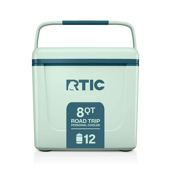 RTIC 8 QT Hard-Sided Personal Cooler, Fits 12 Cans, Road Trip, Fresh Mint/Marine