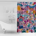 thumbnail image 4 of Extra Long Shower Curtain 72x84 Inch, Colorful Abstract Shower Curtain Waterproof Bathroom Decor Modern Contemporary Oil Painted Fabric Bath Curtain Set Accessories with Hooks, 4 of 6