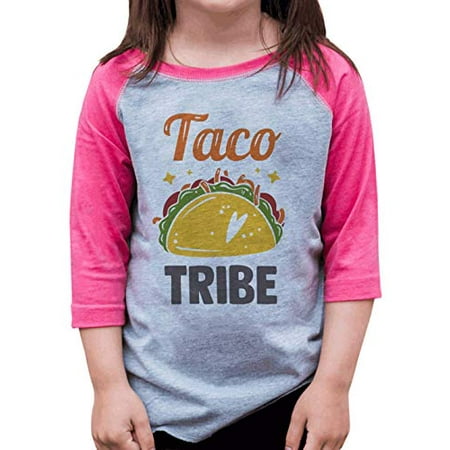 

7 ate 9 Apparel Girls Taco Tribe Pink Raglan