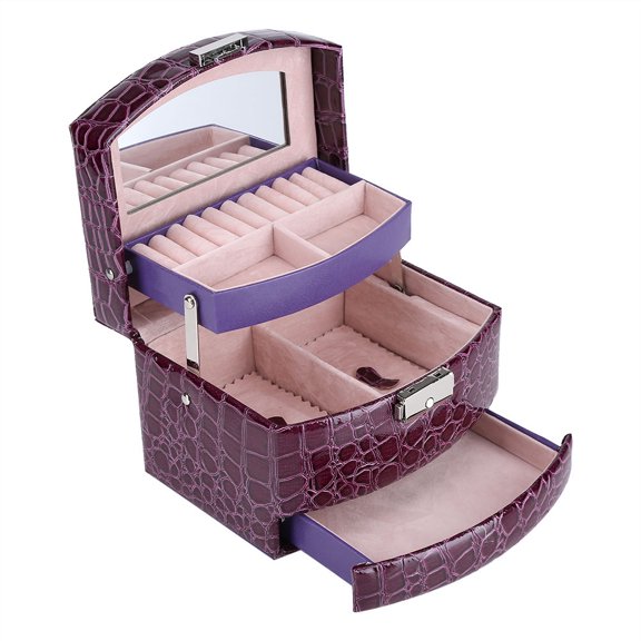 3 Tier Jewelry Box, Large Storage Capacity Jewelry Necklace Ring Organizer, Jewelry Storage Organizer, Gifts for Lovers Ladies Gifts Home Goods[pueple]
