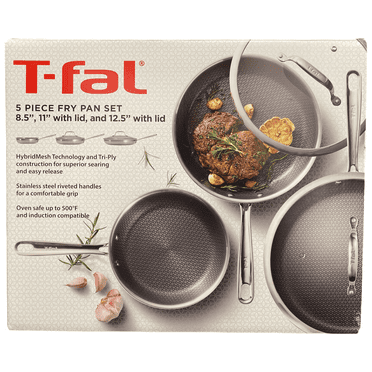 T-fal HybridMesh Tri-Ply Stainless Steel Fry Pan Set, 5 Piece
