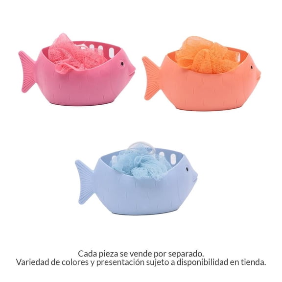 Porta Esponja Prichos Belleza de Plástico Diseño de Pez con Ventosas Varios Modelos 1 Pieza