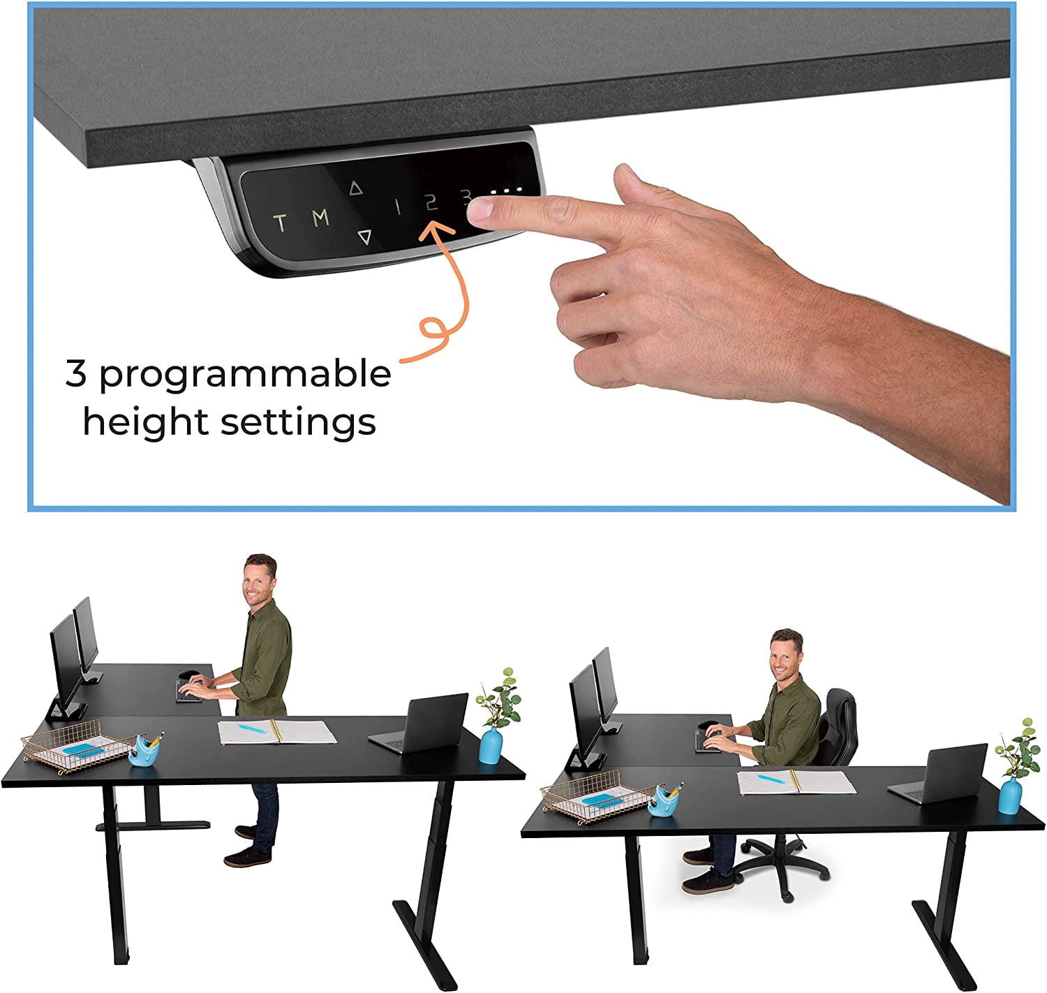 Stand Steady Tranzendesk Power | Extra Large 71" Electric L-Shaped Standing Desk | Giant Corner Stand Up Desk & Sit Stand Workstation |  Ergonomic Computer Desk Fits 4 Monitors (Black / 71")