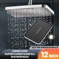 thumbnail image 2 of Rainfall Shower Head Big Panel Large Flow Supercharge Ceiling Mounted Showerhead 360 Rotation High Pressure ABS Bathroom Faucet (Black), 2 of 7