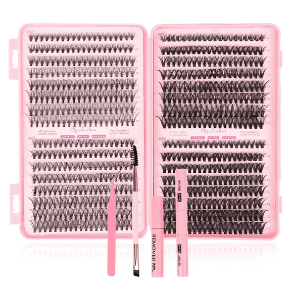 Lash Clusters Kit,640pcs Individual Eyelash Extension Kit,30D/40D/50D/60D,9-16mm Mixed Colors,DIY Lash Clusters