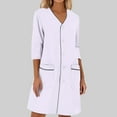 thumbnail image 2 of Scrub Dress Ladies Solid Color Loose Short Sleeved White Lab Nylon Srubs Dress Summer Dress White L, 2 of 3