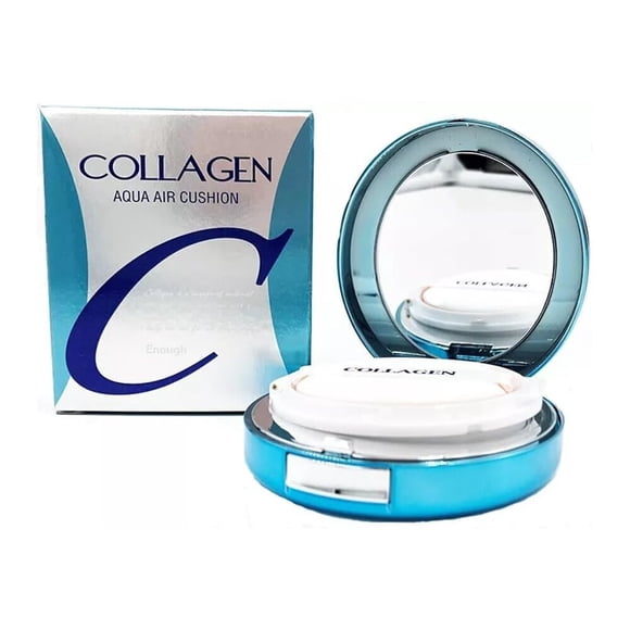 Enough Collagen Aqua Air Cushion 0,53 oz (15 g) - Base hidratante con acabado húmedo SPF50 y potenciador de colágeno - Belleza coreana esencial para una piel radiante (#13 - Beige claro)