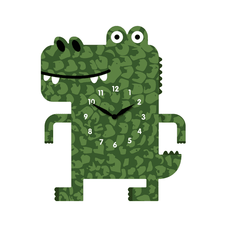 FGnano Playful Crocodile Shaped Pendulum Wall Clock, Cartoon Style, Green, MDF, 10.2"x12"x1.8", Color Box