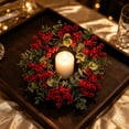 thumbnail image 4 of Christmas Candle Ring Wreath – Simulated Flower Centerpiece, 7.9 Inch Festive Ring for Dining Table Wedding Party Decor, Multicolor, 4 of 6
