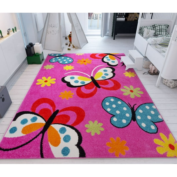 Well Woven Modern Rug Daisy Butterflies Pink 7'10" x 10'6" Accent Area