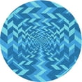 thumbnail image 1 of Ahgly Company Tapis Rond Lavable en Machine Intérieur Transitionnel Bleu, 7 Pieds Rond, 1 of 7