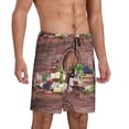 thumbnail image 2 of Naloa Bottle Glass Red Wine Men's Short Pajama Pants, Lounge Comfort Shorts with Elasticized Waistband and Side Pockets - X-Large, 2 of 9
