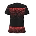 thumbnail image 4 of Naloa Red Glitter1 Print T-Shirts Short Sleeve V Neck Tees for Women Fashion Tops Trendy Lightweight Soft Casual Summer Outfits Clothes, 4 of 5