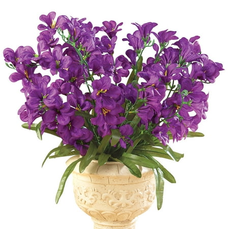 - Tree Orchid Artificial Flower Arrangement Bouquet Bush - Set of 3, Purple