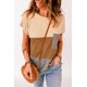 thumbnail image 4 of ABPHQTO Top de mujer con manga casquillo y bolsillo color block marrón, 4 of 5