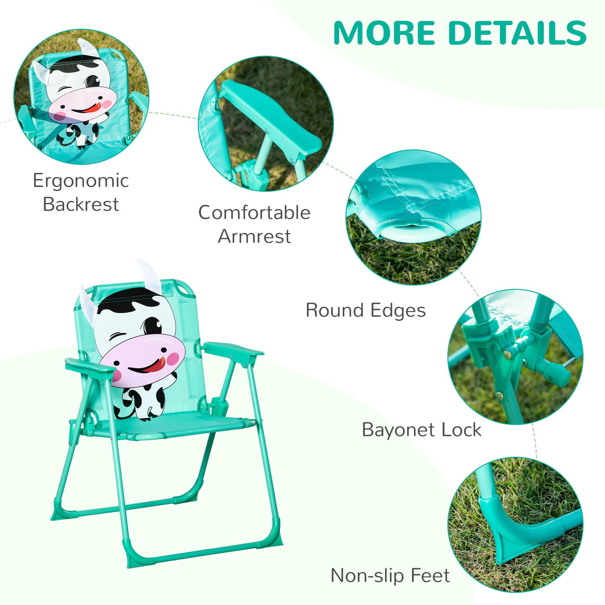 Kids Table and Chair Set, Outdoor Folding Garden Furniture, Picnic Table for Patio Backyard, with Removable & Height Adjustable Sun Umbrella, Aged 3-6 Years Old, White