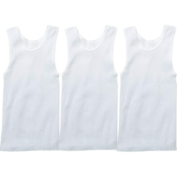 Boy's Pack of 3 or 6 Basic Cotton and Cotton Blend A-Shirts 3 Pack: White (Cotton / Poly Blend) 3-4T